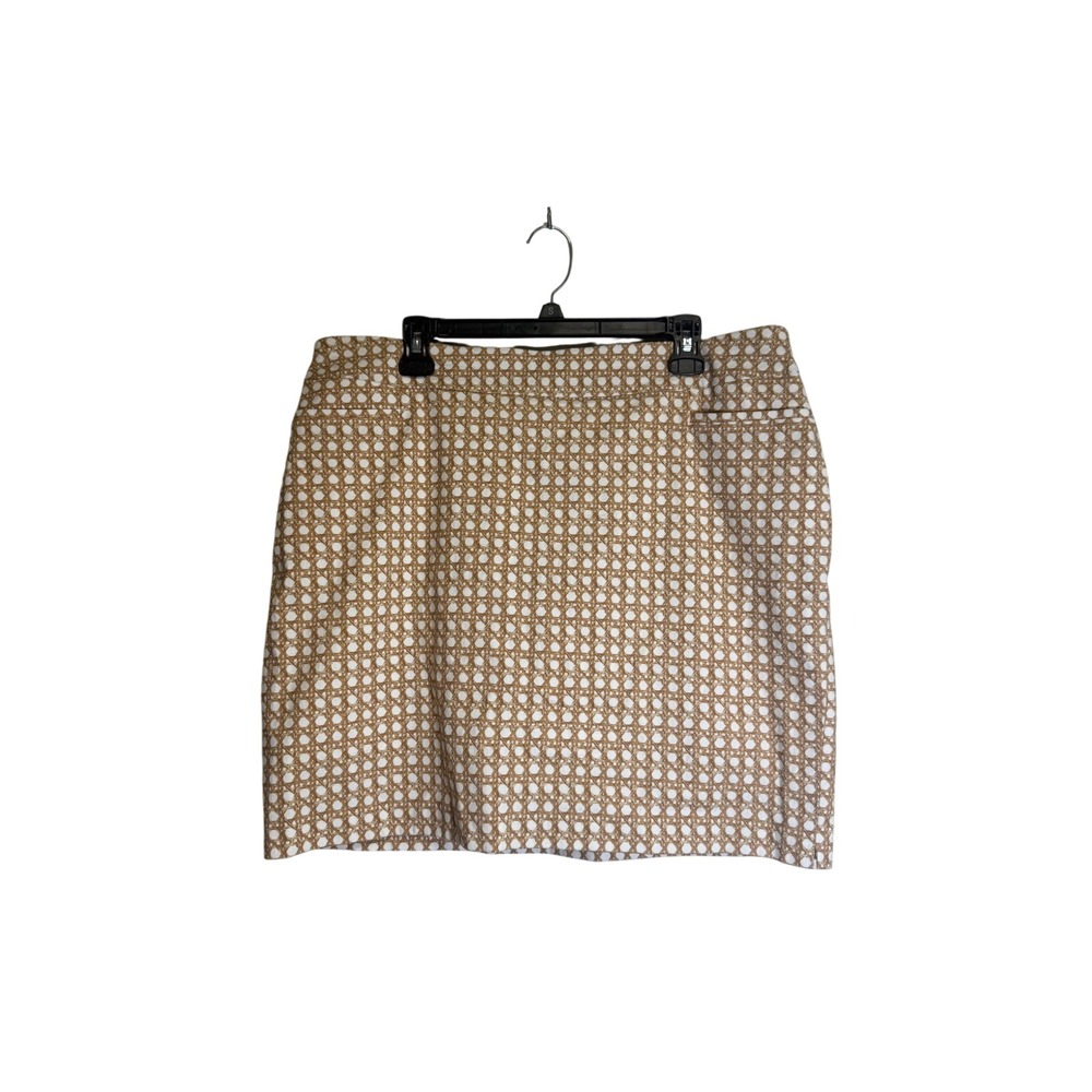 Chico's Women's Yellow and White Patterned‎ Midi Skirt Size 16